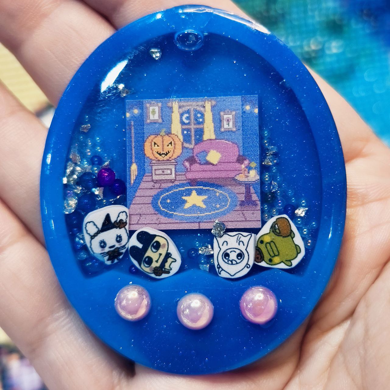 Cover Shaker Halloween Tamagotchi Azul