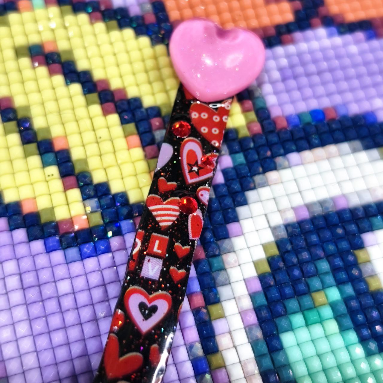 Pinzas Decoradas - Corazón rosa