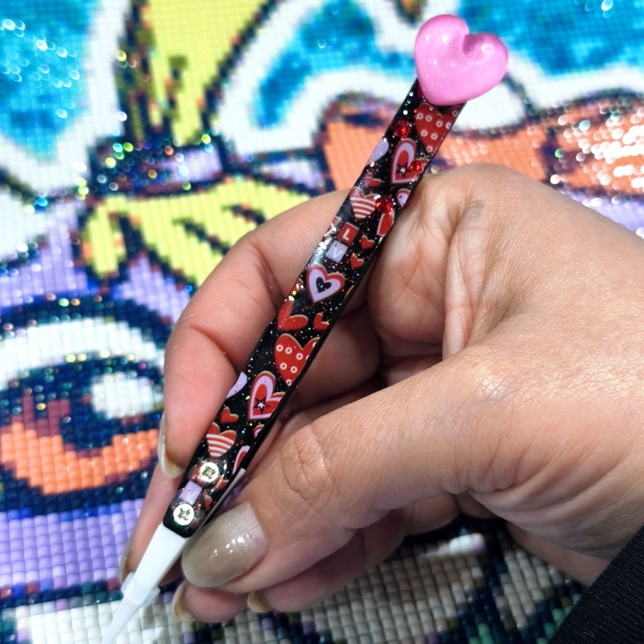 Pinzas Decoradas - Corazón rosa