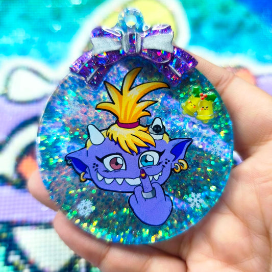 Bola Navidad Glitty Peineta Azul