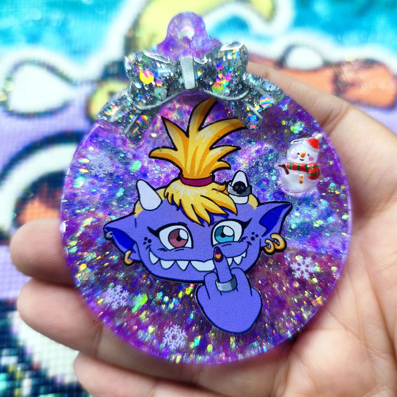 Bola Navidad Glitty Peineta Lila