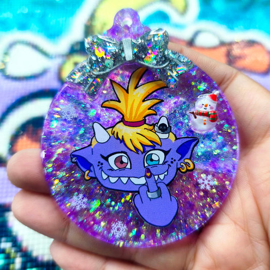 Bola Navidad Glitty Peineta Lila