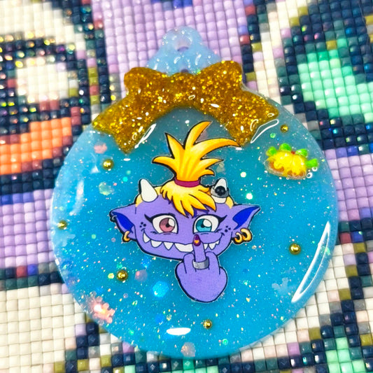 Bola Navidad Glitty Peineta Azul