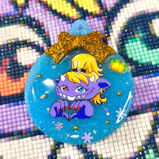 Bola Navidad Glitty Corazón azul