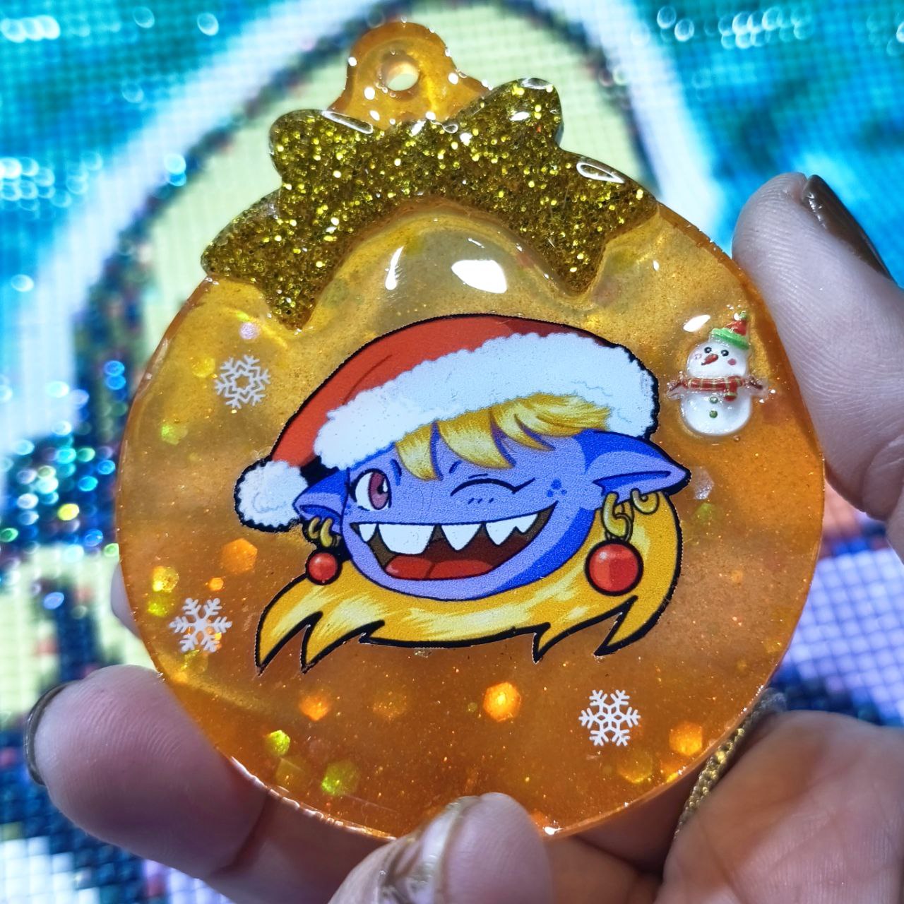 Bola Navidad Glitty Christmas naranja